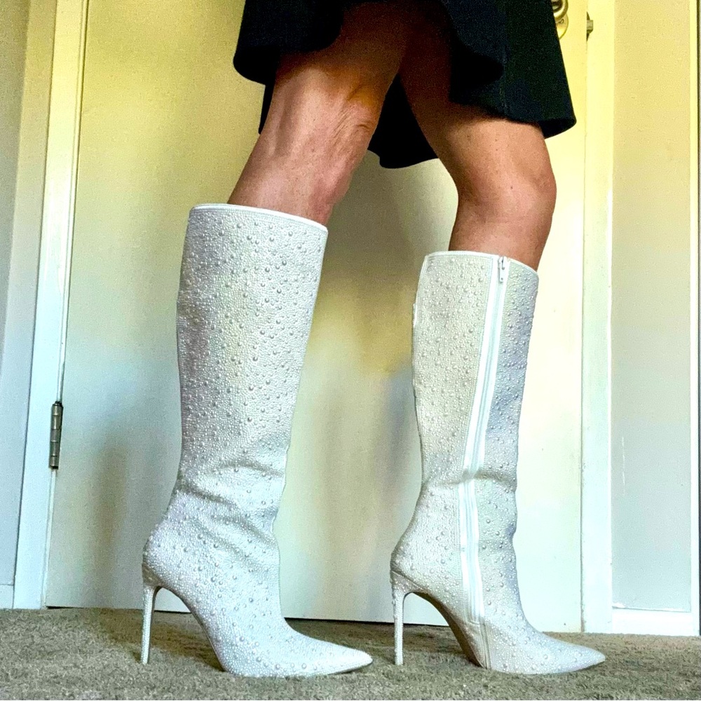 Sexy Tall Bedazzled High Heeled Boots